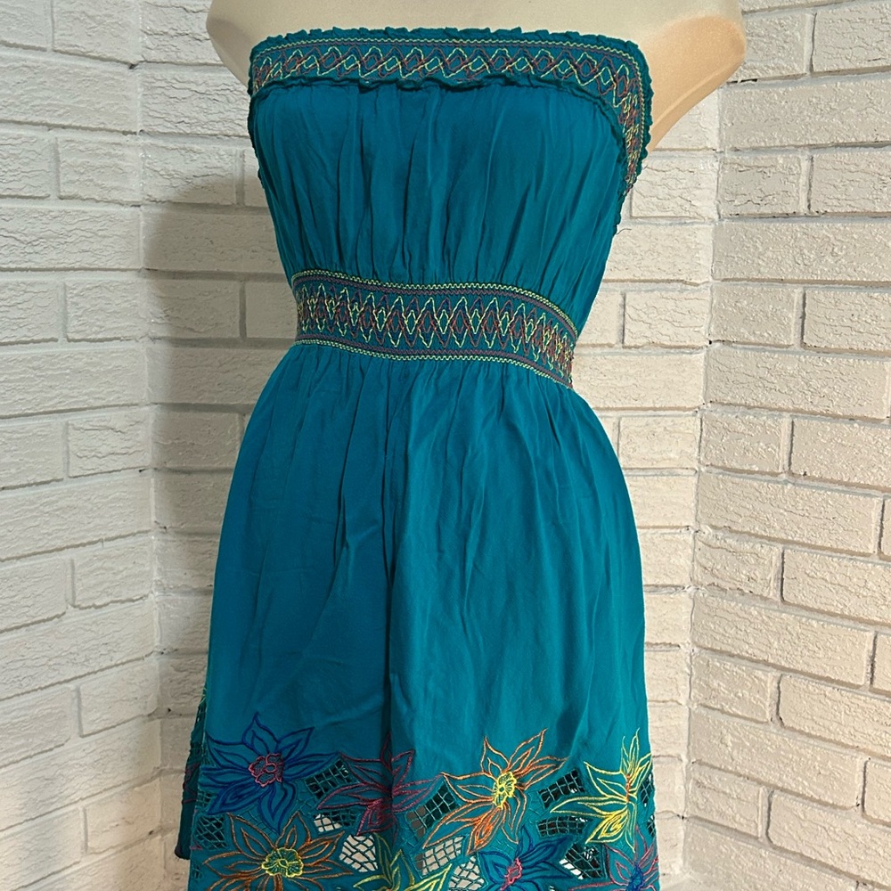 Forever 21 Blue Strapless Sundress Resort Wear